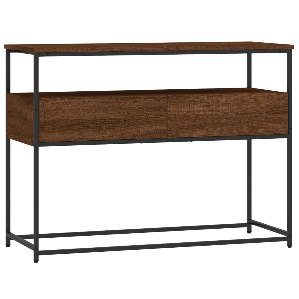 Table console chêne marron 100x40x75 cm bois d'ingénierie - XIOS