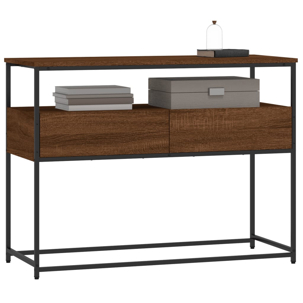Table console chêne marron 100x40x75 cm bois d'ingénierie - XIOS