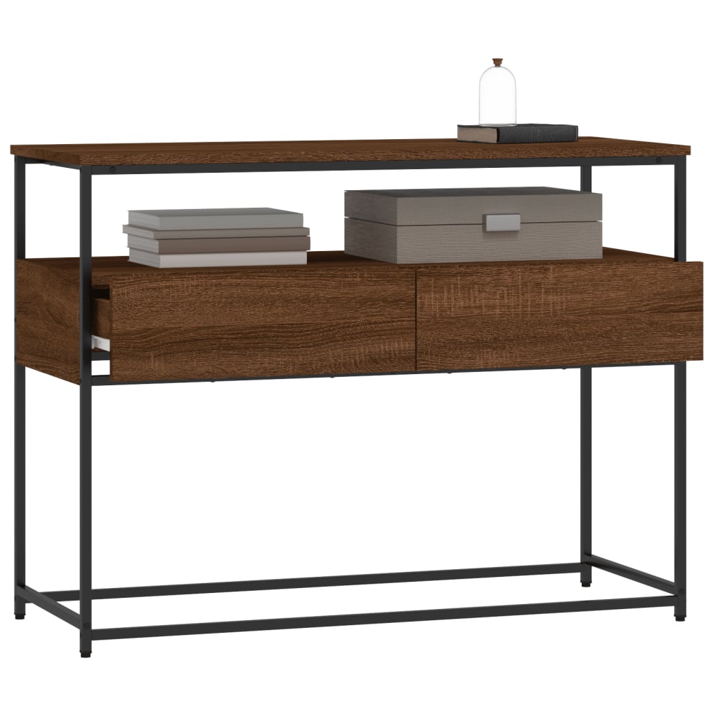 Table console chêne marron 100x40x75 cm bois d'ingénierie - XIOS