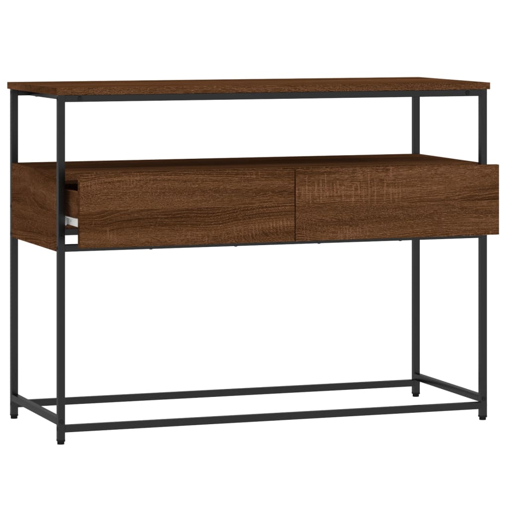 Table console chêne marron 100x40x75 cm bois d'ingénierie - XIOS