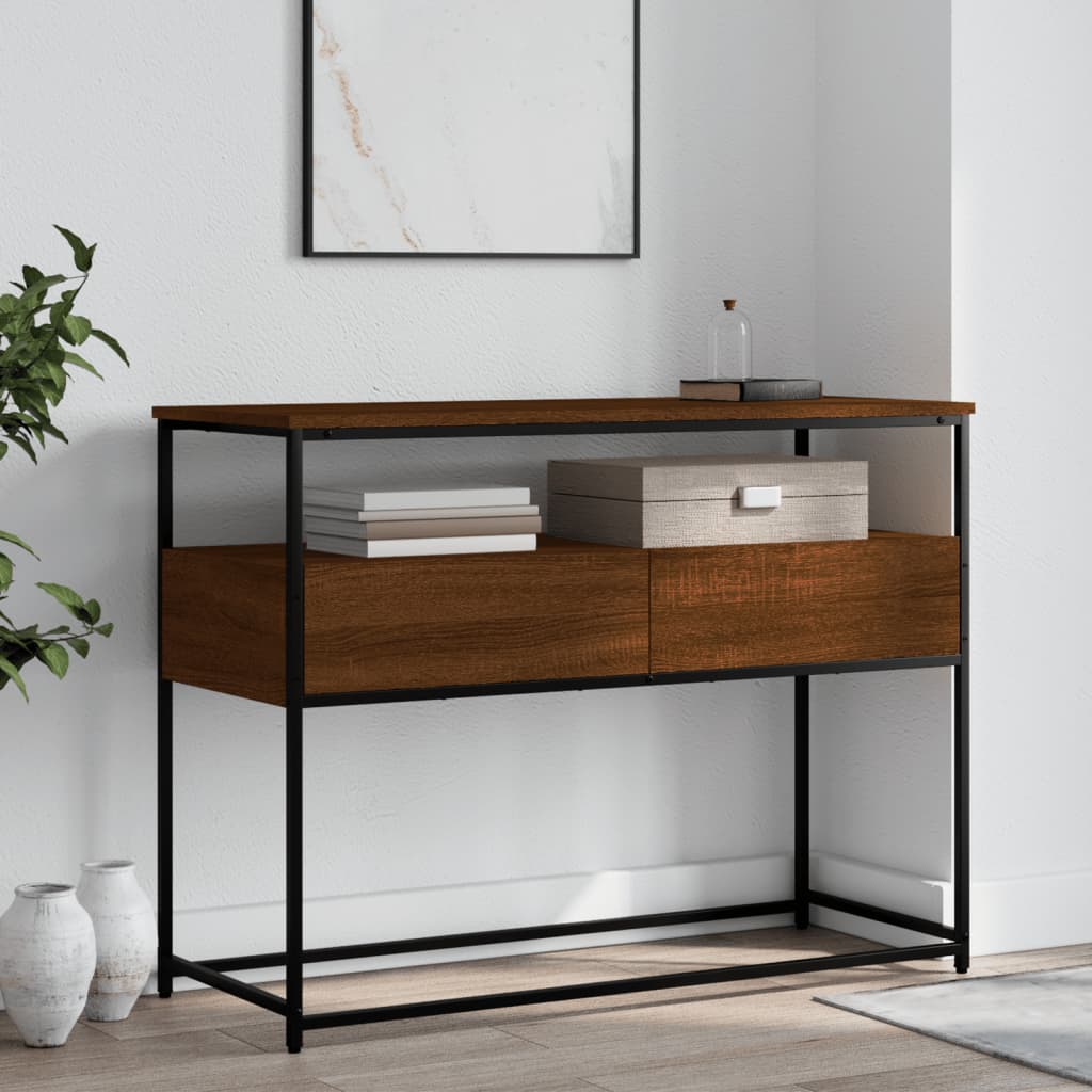 Table console chêne marron 100x40x75 cm bois d'ingénierie - XIOS