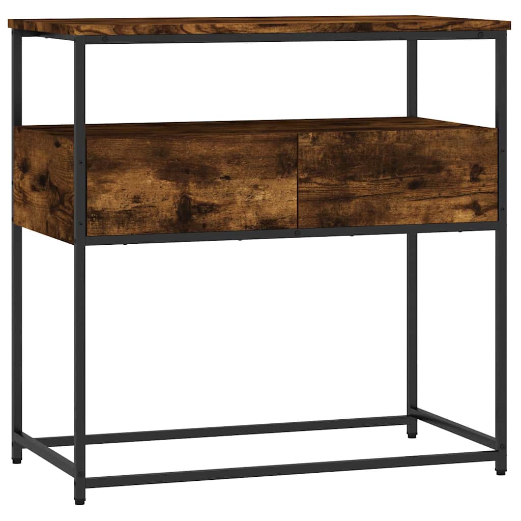Table console chêne fumé 75x40x75 cm bois d'ingénierie - XIOS