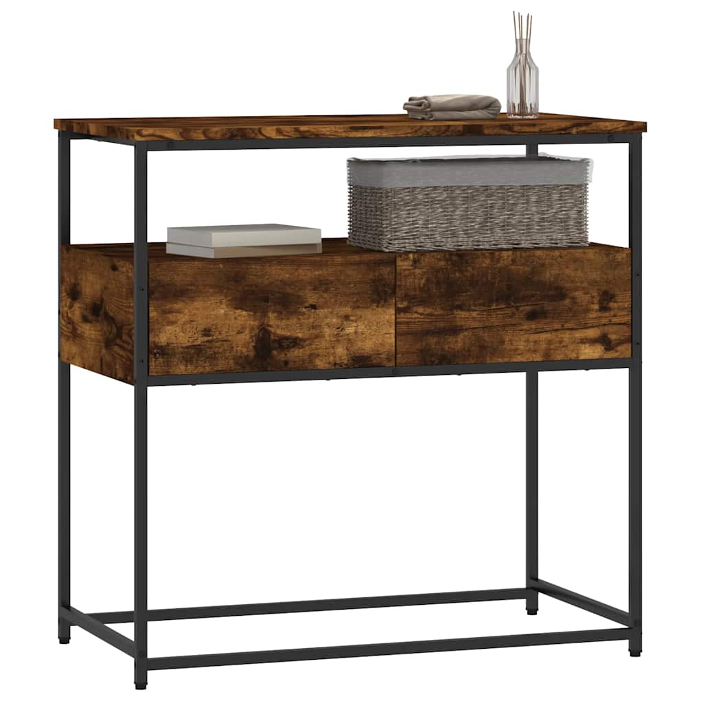 Table console chêne fumé 75x40x75 cm bois d'ingénierie - XIOS