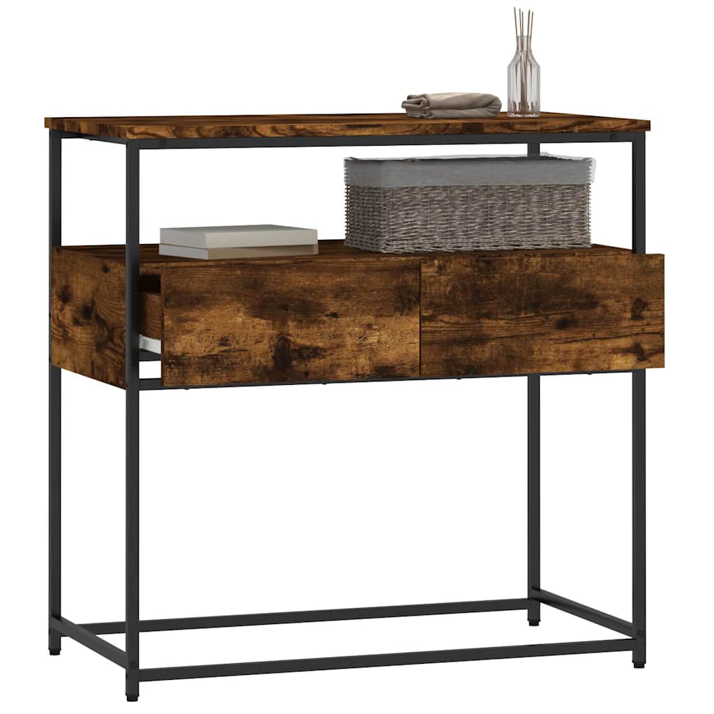 Table console chêne fumé 75x40x75 cm bois d'ingénierie - XIOS