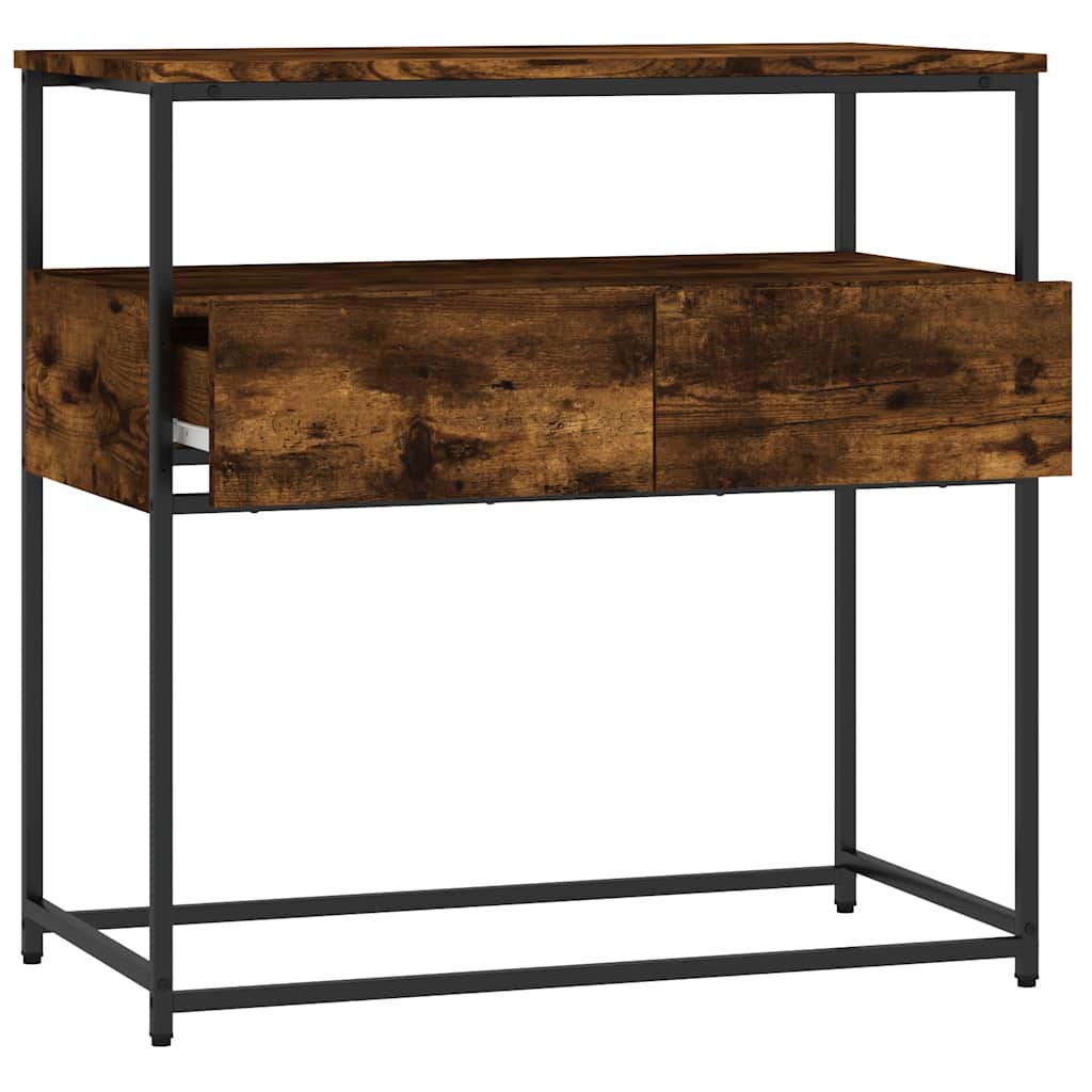 Table console chêne fumé 75x40x75 cm bois d'ingénierie - XIOS