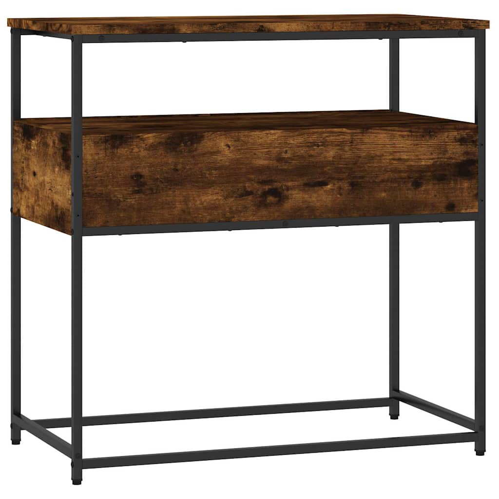 Table console chêne fumé 75x40x75 cm bois d'ingénierie - XIOS