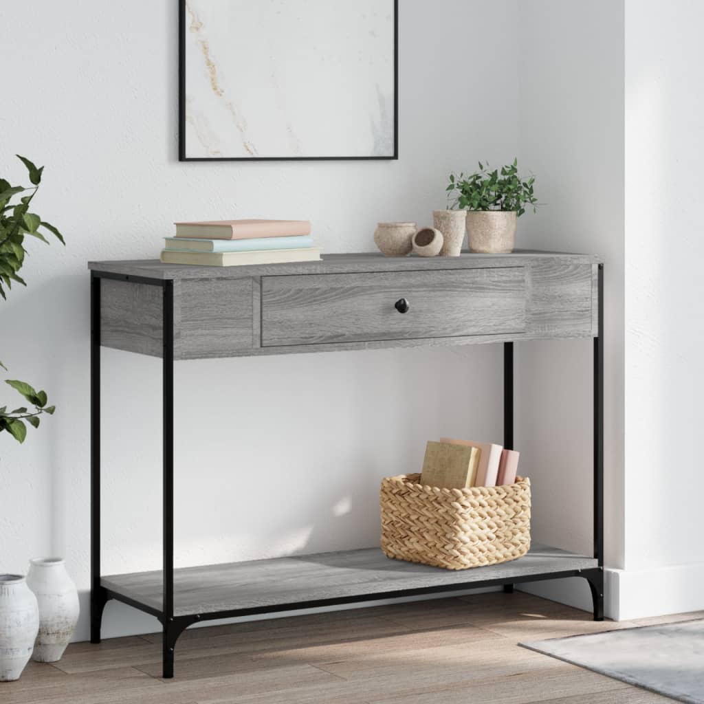 Table console sonoma gris 100x34,5x75 cm bois d'ingénierie - XIOS
