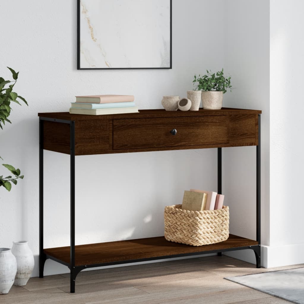 Table console chêne marron 100x34,5x75 cm bois d'ingénierie - XIOS