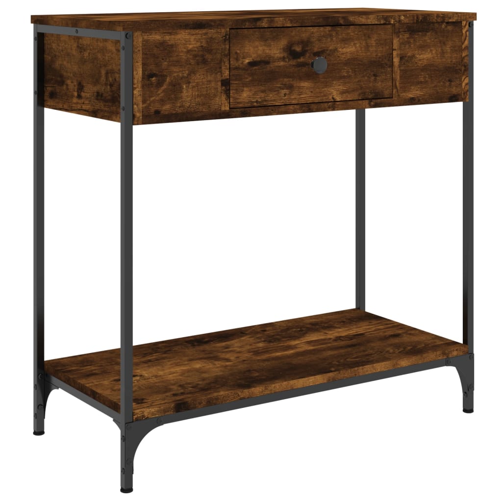 Table console chêne fumé 75x34,5x75 cm bois d'ingénierie - XIOS