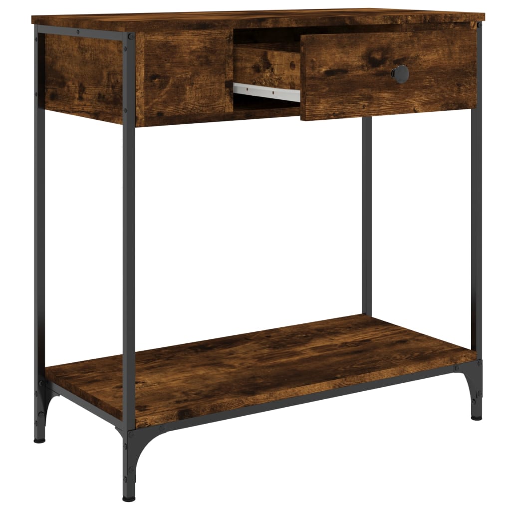 Table console chêne fumé 75x34,5x75 cm bois d'ingénierie - XIOS