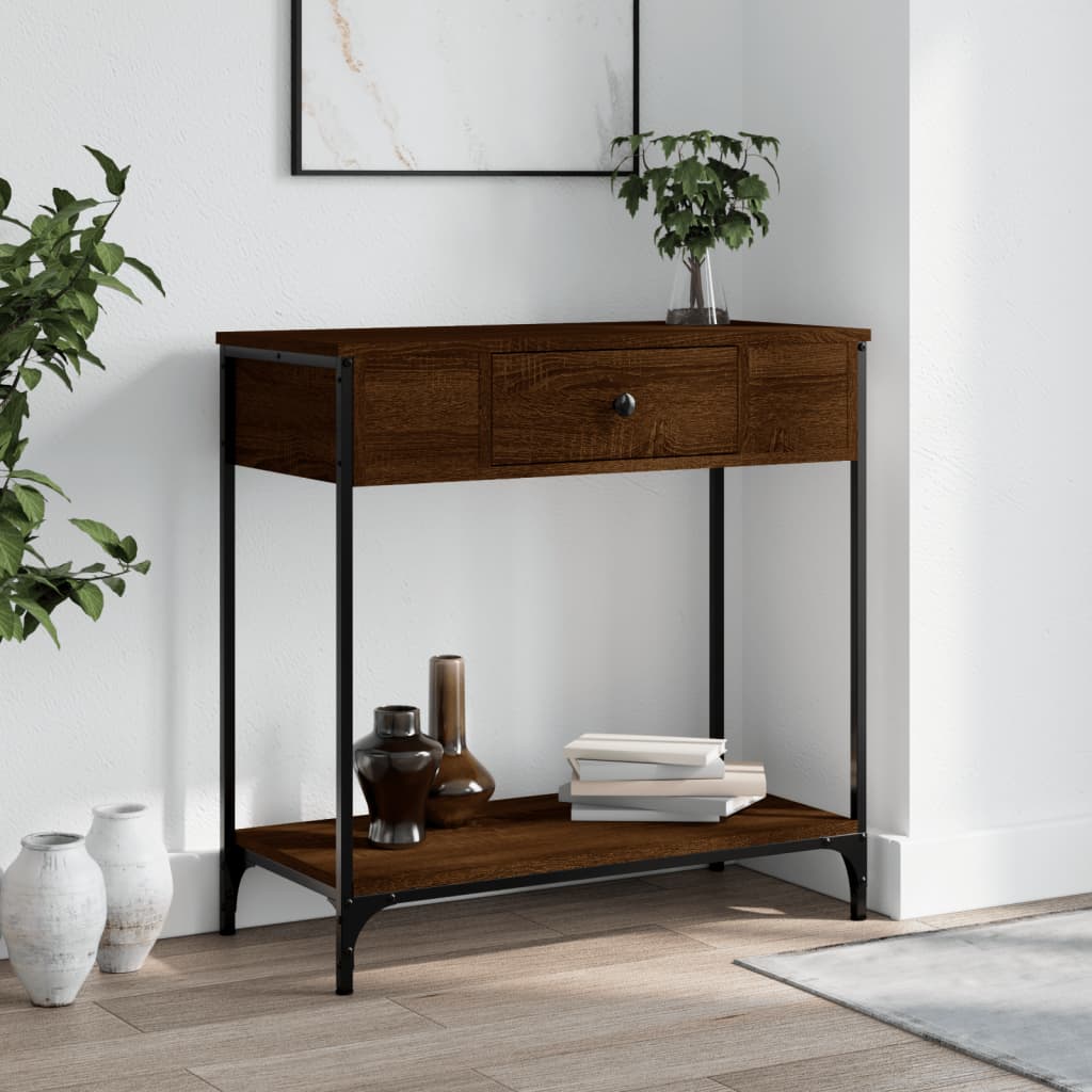 Table console chêne marron 75x34,5x75 cm bois d'ingénierie - XIOS