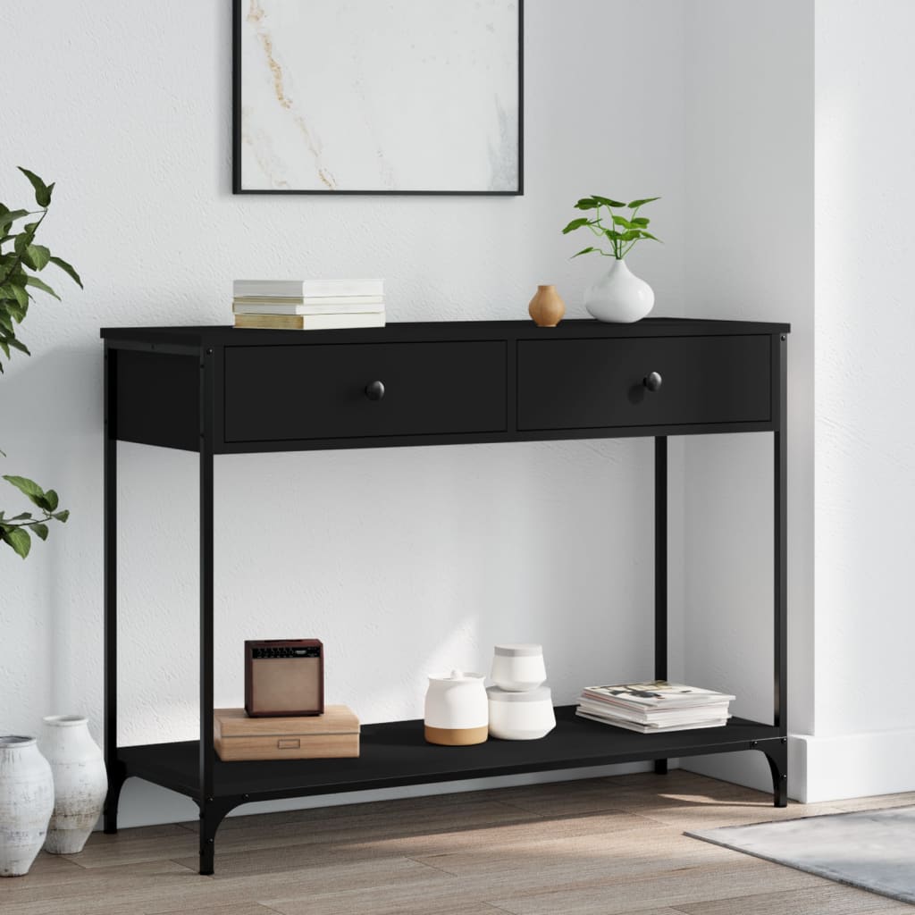 Table console noir 100x34,5x75 cm bois d'ingénierie - XIOS