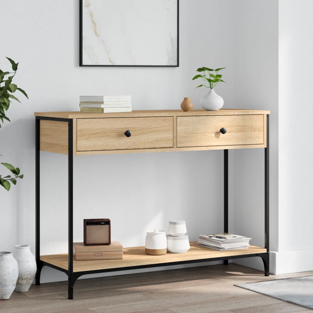Table console chêne sonoma 100x34,5x75 cm bois d'ingénierie - XIOS