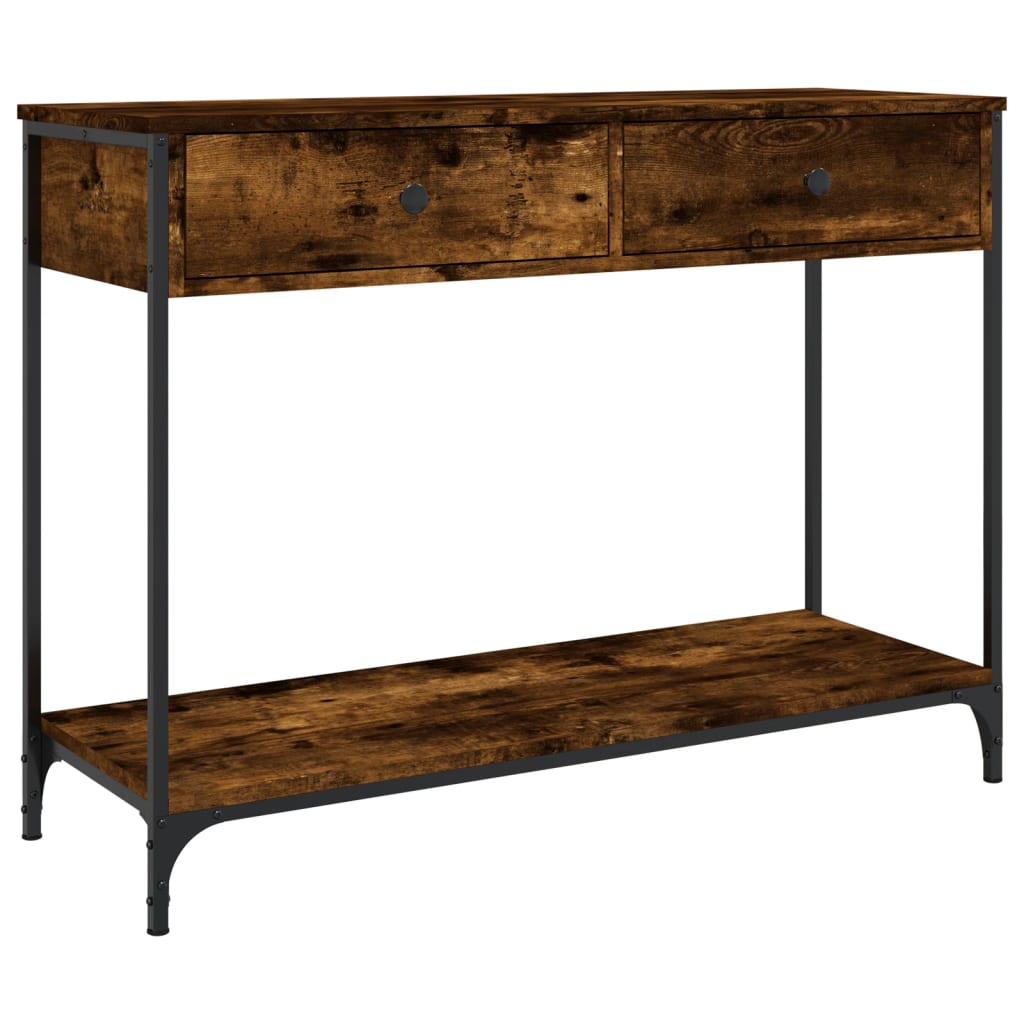 Table console chêne fumé 100x34,5x75 cm bois d'ingénierie - XIOS