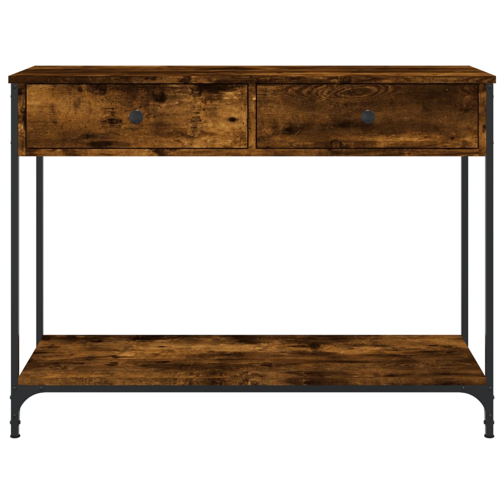 Table console chêne fumé 100x34,5x75 cm bois d'ingénierie - XIOS
