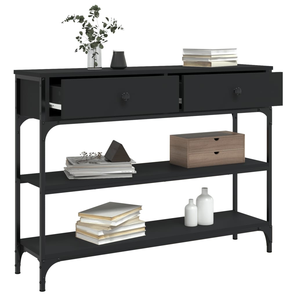 Table console noir 100x25x75 cm bois d'ingénierie - XIOS
