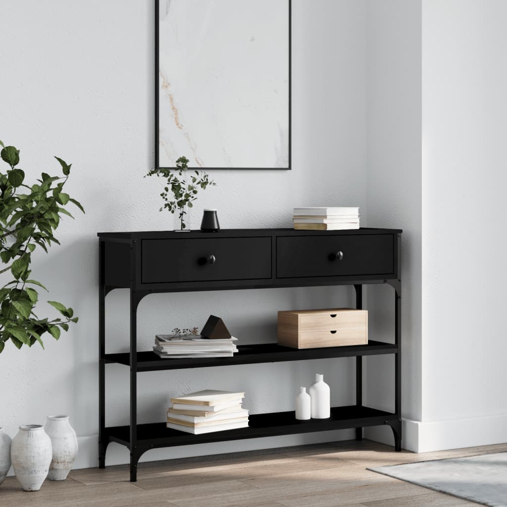 Table console noir 100x25x75 cm bois d'ingénierie - XIOS