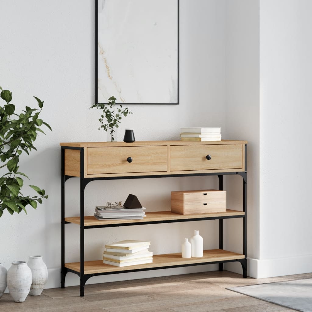 Table console chêne sonoma 100x25x75 cm bois d'ingénierie - XIOS