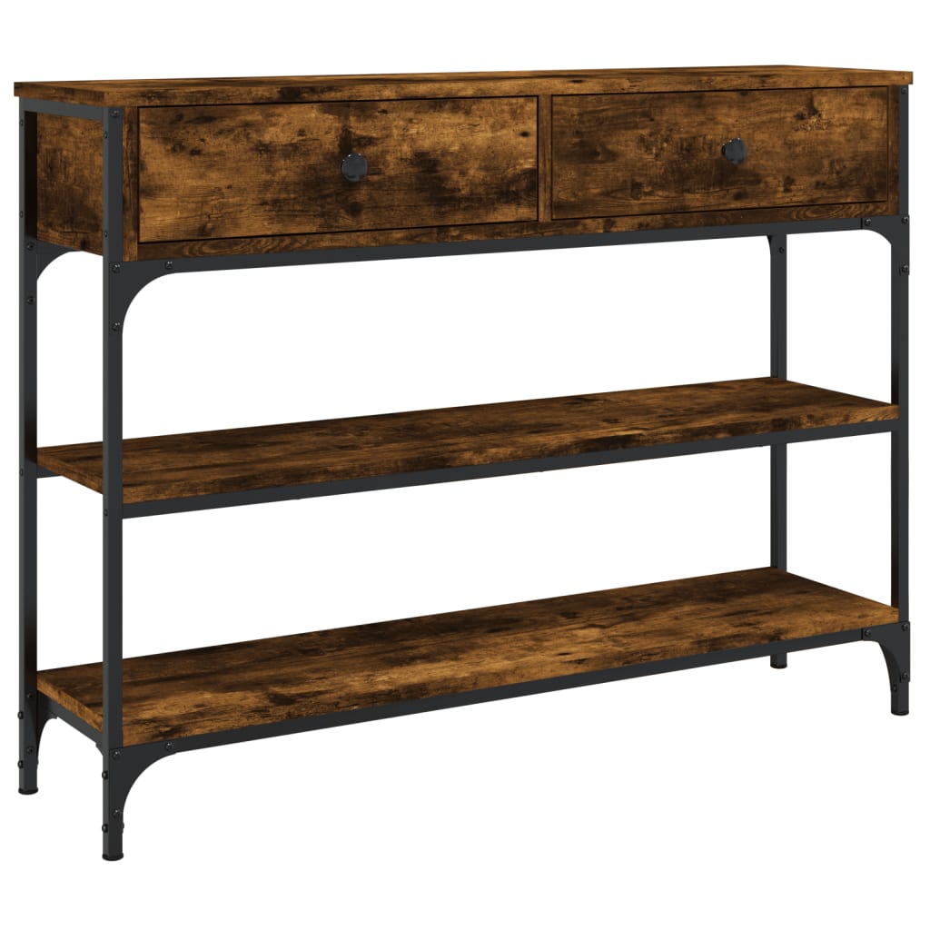 Table console chêne fumé 100x25x75 cm bois d'ingénierie - XIOS