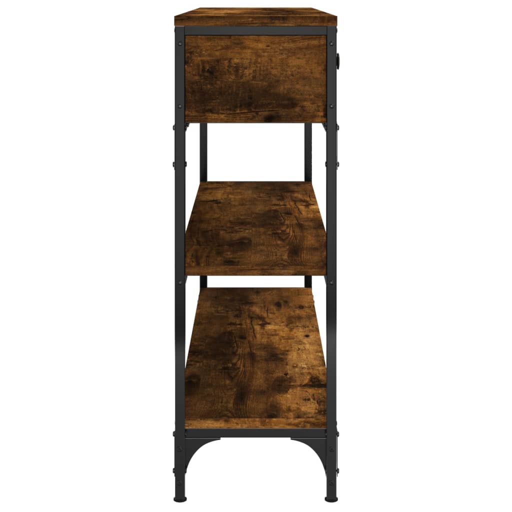 Table console chêne fumé 100x25x75 cm bois d'ingénierie - XIOS