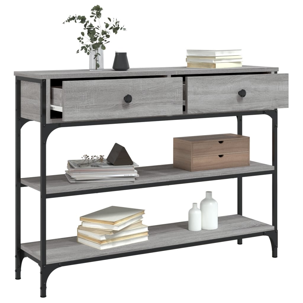 Table console sonoma gris 100x25x75 cm bois d'ingénierie - XIOS