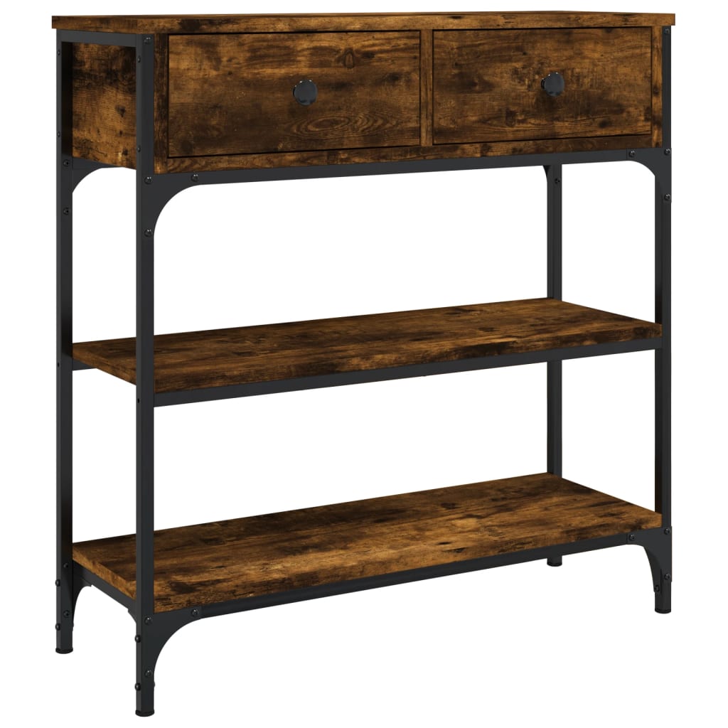 Table console chêne fumé 72,5x25x75 cm bois d'ingénierie - XIOS