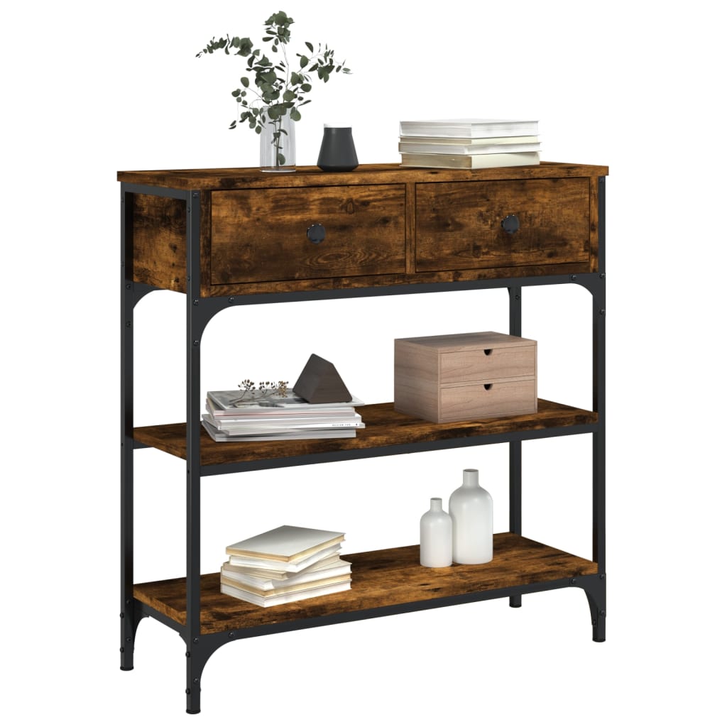 Table console chêne fumé 72,5x25x75 cm bois d'ingénierie - XIOS