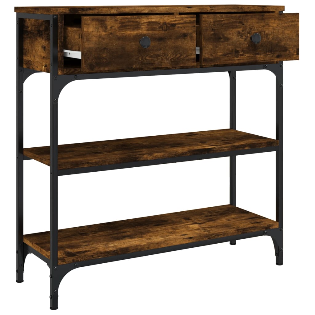 Table console chêne fumé 72,5x25x75 cm bois d'ingénierie - XIOS