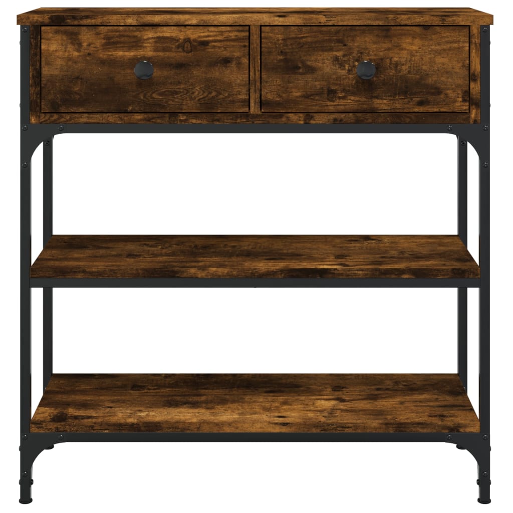 Table console chêne fumé 72,5x25x75 cm bois d'ingénierie - XIOS
