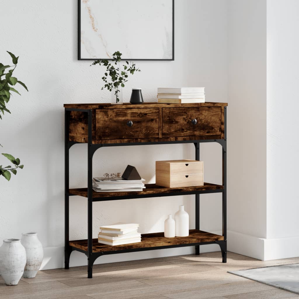 Table console chêne fumé 72,5x25x75 cm bois d'ingénierie - XIOS