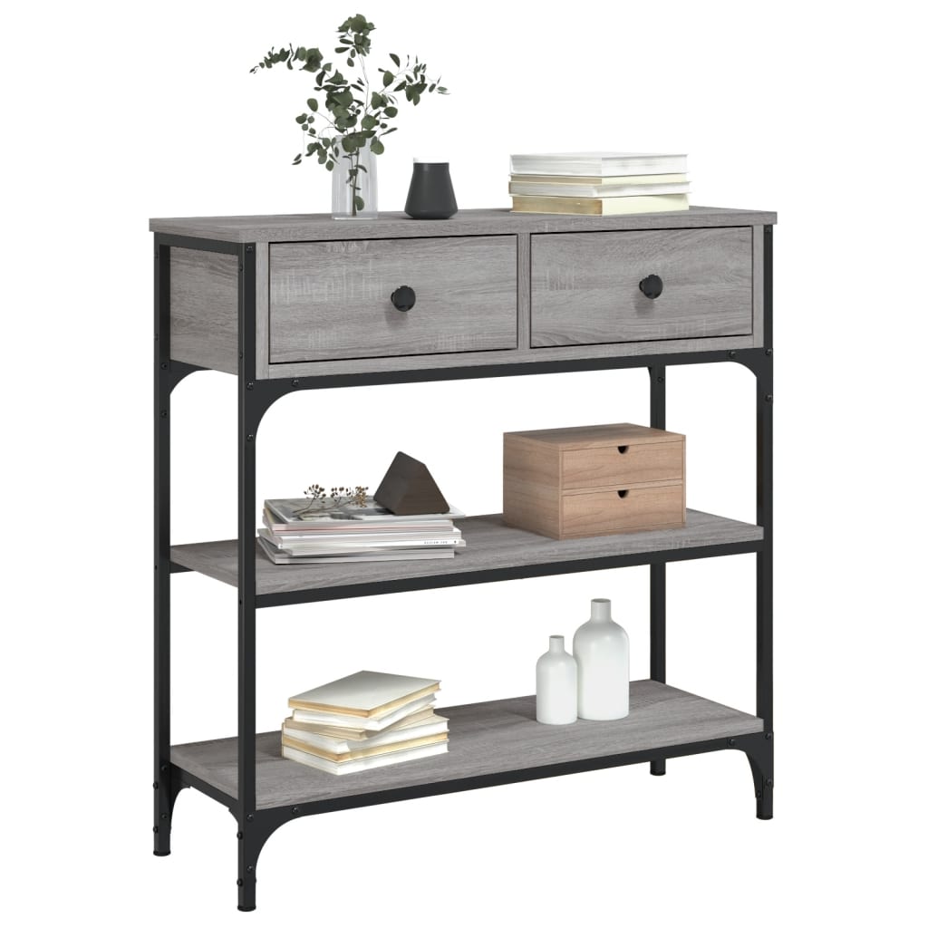Table console sonoma gris 72,5x25x75 cm bois d'ingénierie - XIOS