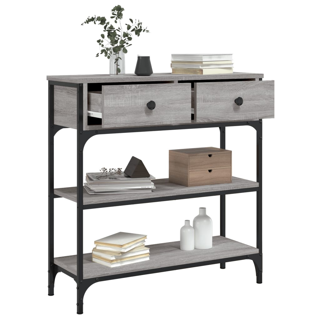 Table console sonoma gris 72,5x25x75 cm bois d'ingénierie - XIOS