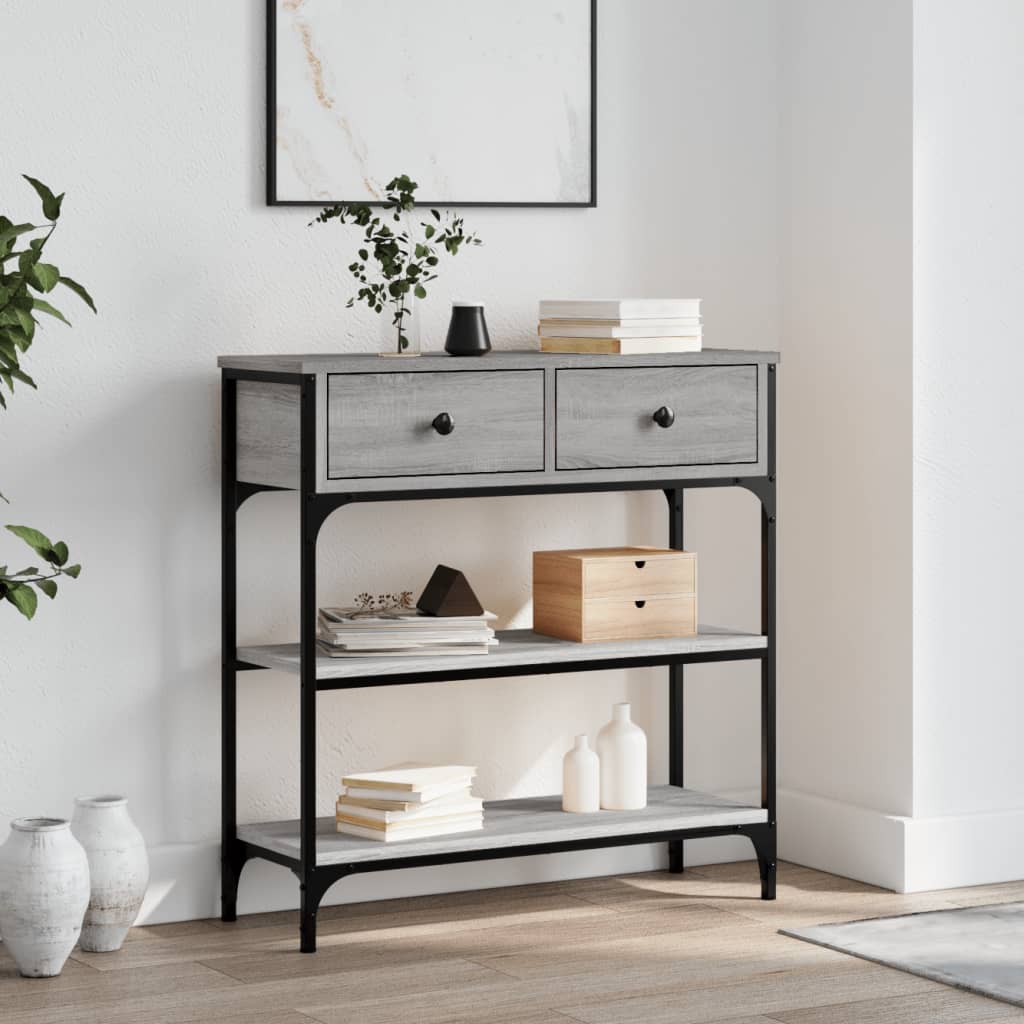 Table console sonoma gris 72,5x25x75 cm bois d'ingénierie - XIOS