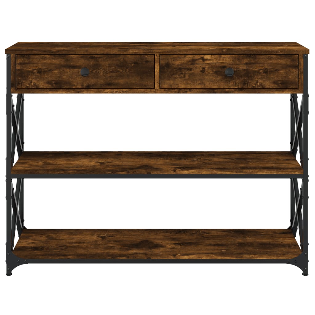 Table console chêne fumé 100x28x75 cm bois d'ingénierie - XIOS