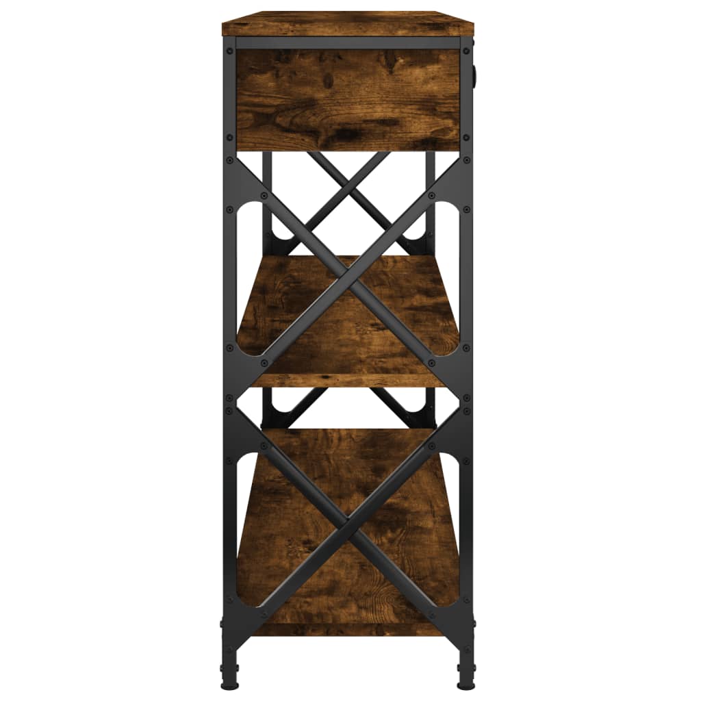 Table console chêne fumé 100x28x75 cm bois d'ingénierie - XIOS