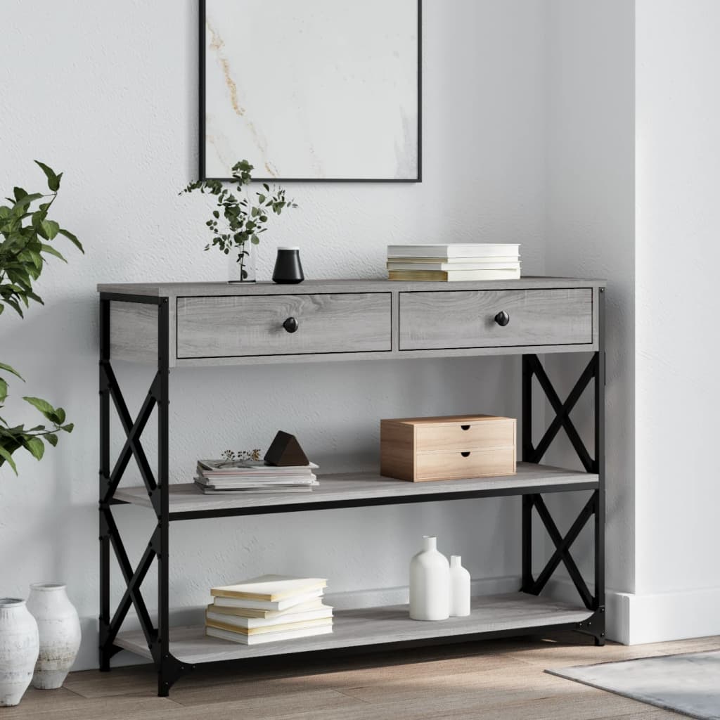 Table console sonoma gris 100x28x75 cm bois d'ingénierie - XIOS