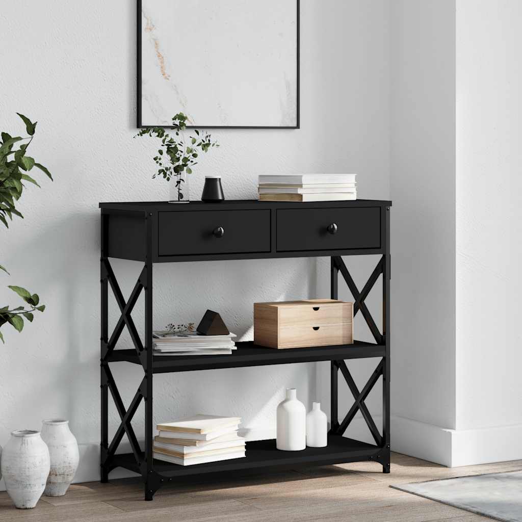 Table console noir 75x28x75 cm bois d'ingénierie - XIOS