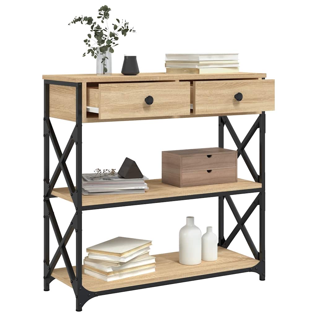 Table console chêne sonoma 75x28x75 cm bois d'ingénierie - XIOS