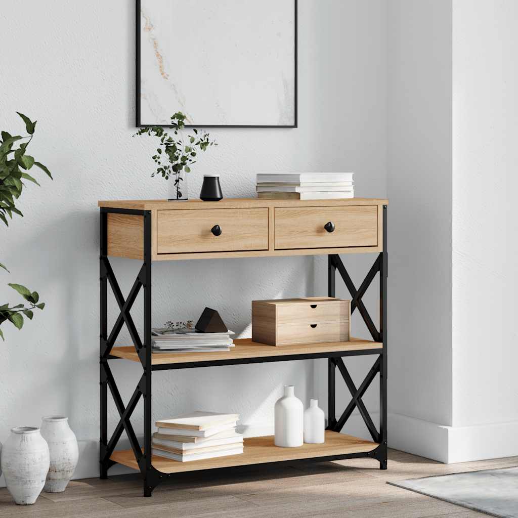 Table console chêne sonoma 75x28x75 cm bois d'ingénierie - XIOS