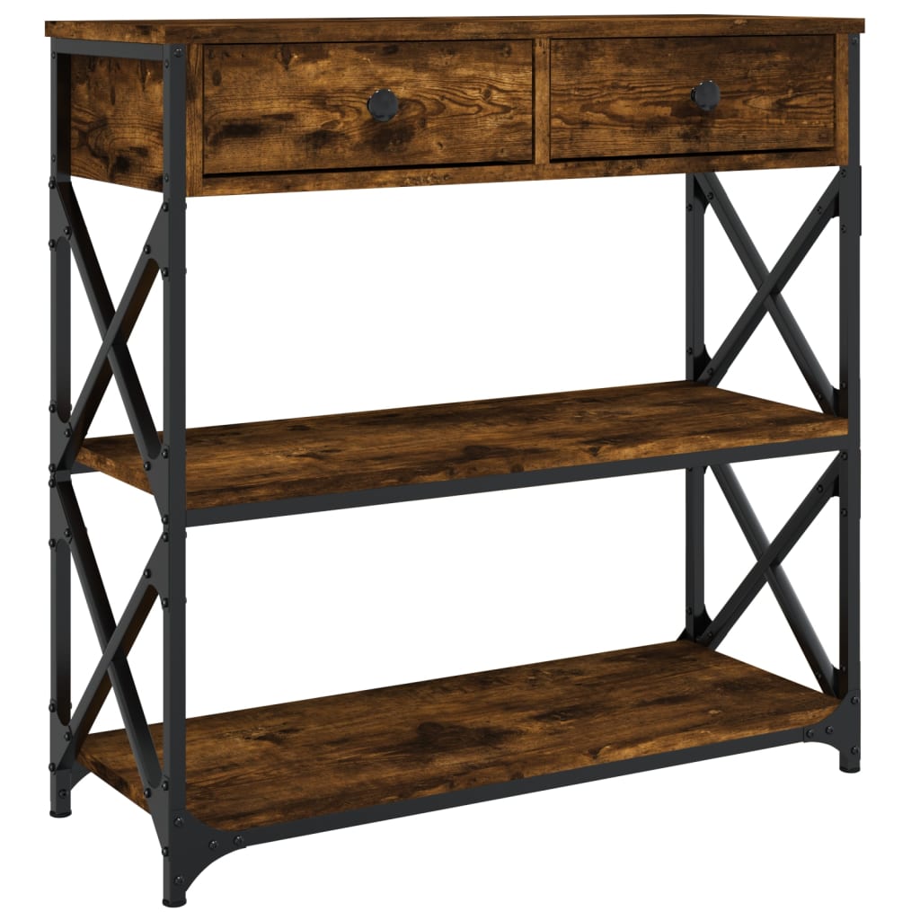 Table console chêne fumé 75x28x75 cm bois d'ingénierie - XIOS