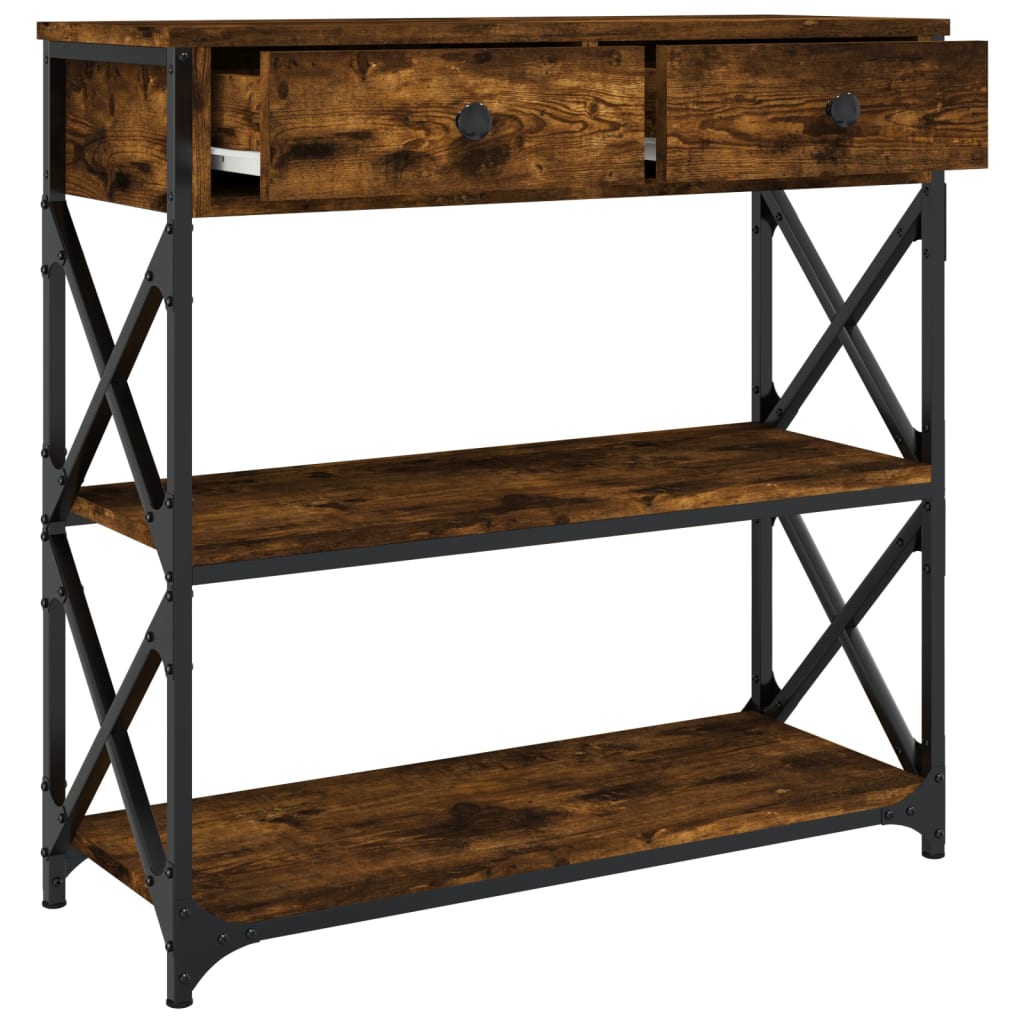 Table console chêne fumé 75x28x75 cm bois d'ingénierie - XIOS
