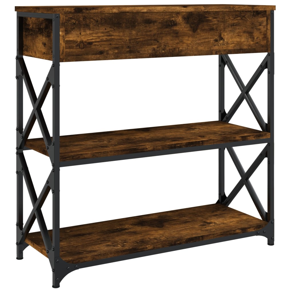 Table console chêne fumé 75x28x75 cm bois d'ingénierie - XIOS