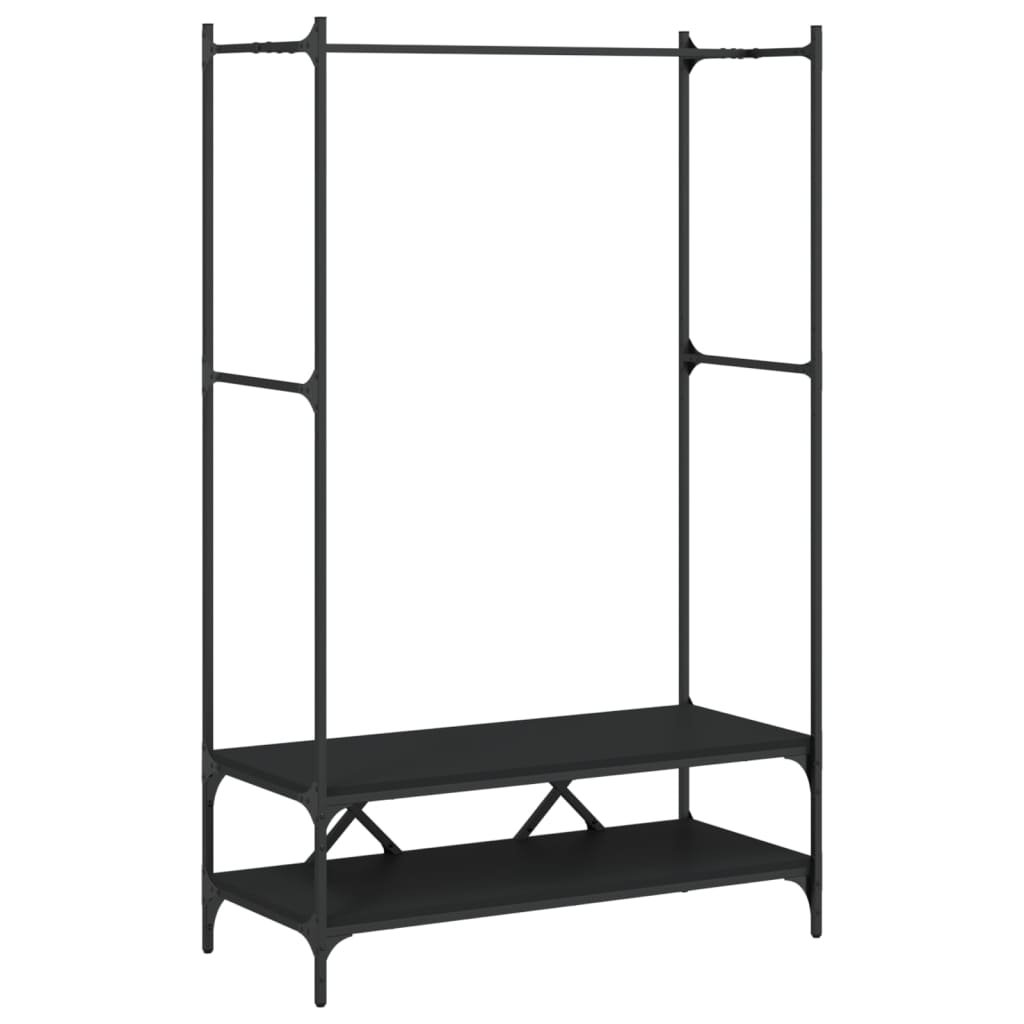 Porte-vêtements avec étagères noir bois d'ingénierie - XIOS