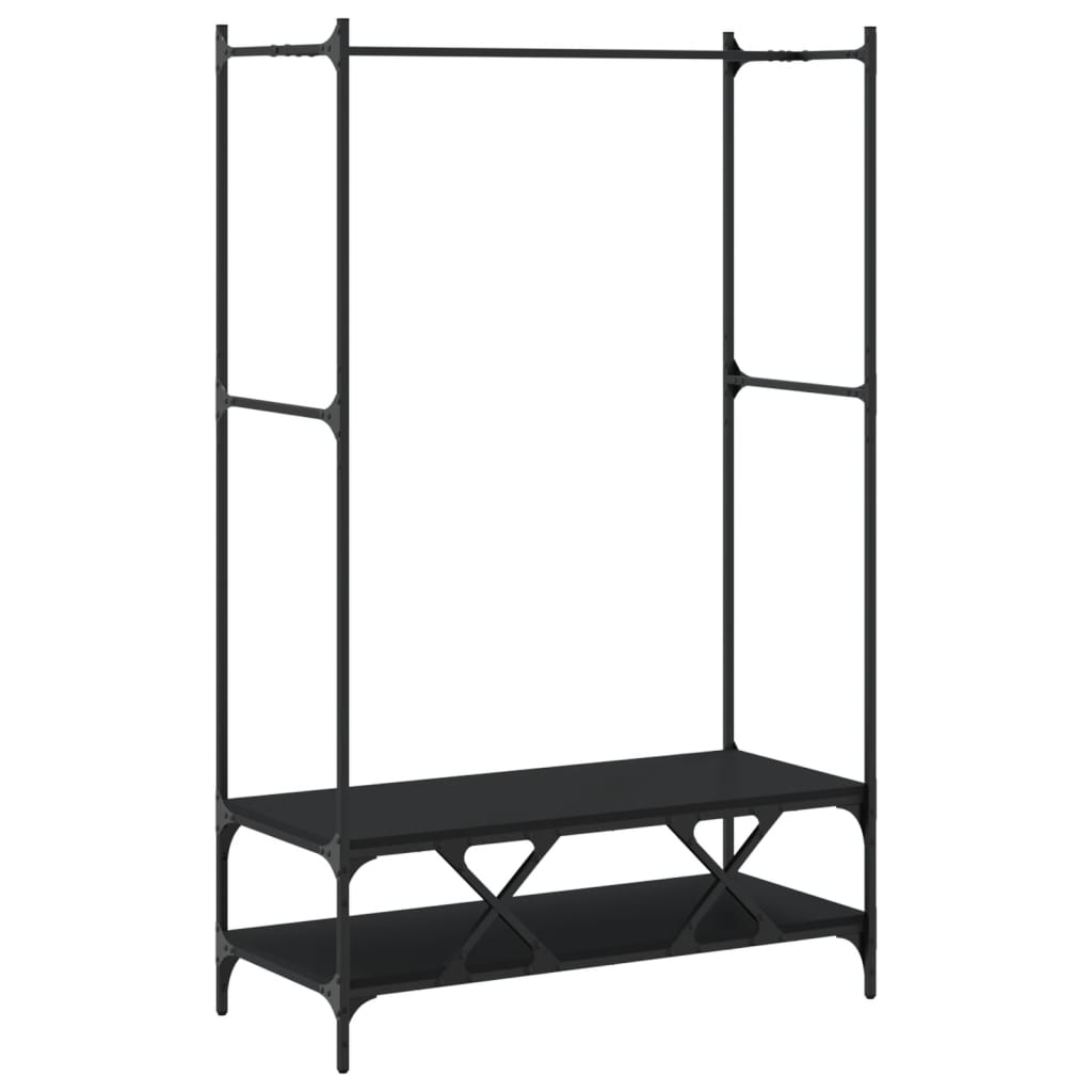 Porte-vêtements avec étagères noir bois d'ingénierie - XIOS