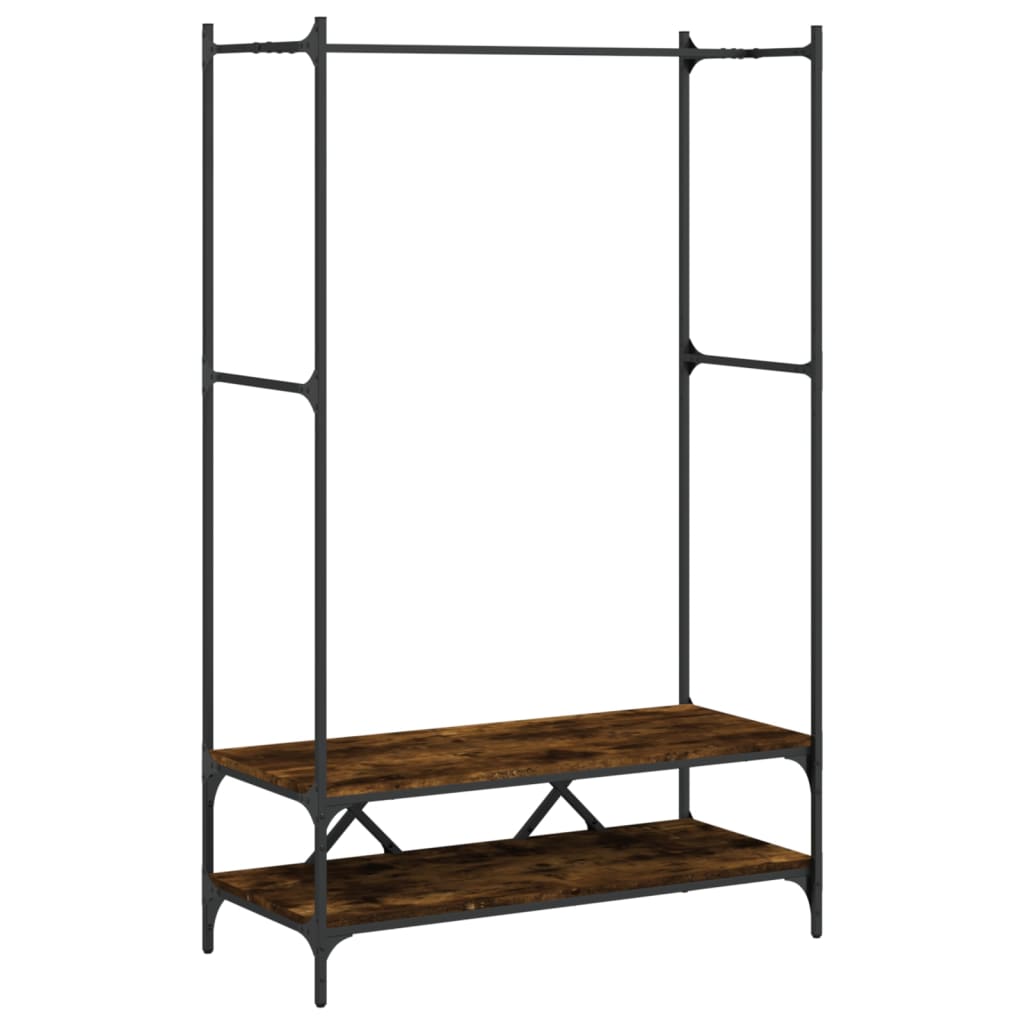 Porte-vêtements avec étagères chêne fumé bois d'ingénierie - XIOS