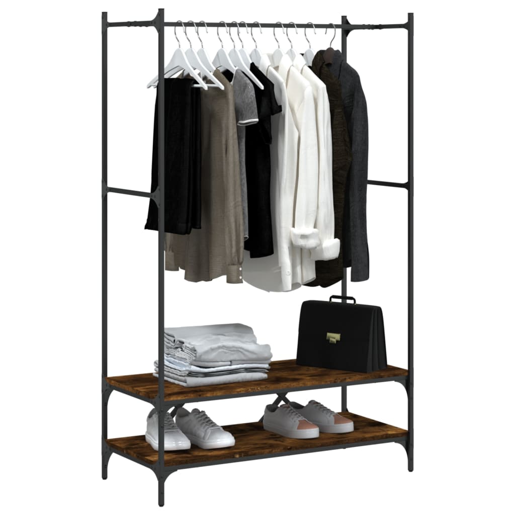 Porte-vêtements avec étagères chêne fumé bois d'ingénierie - XIOS