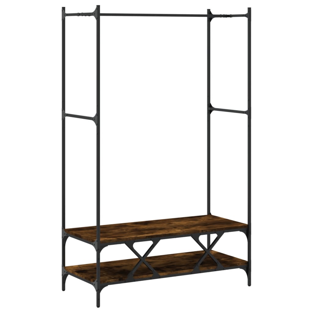 Porte-vêtements avec étagères chêne fumé bois d'ingénierie - XIOS