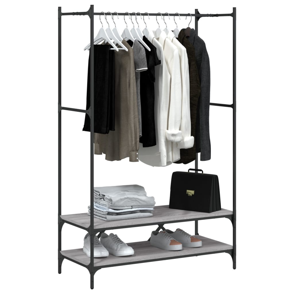 Porte-vêtements avec étagères sonoma gris bois d'ingénierie - XIOS