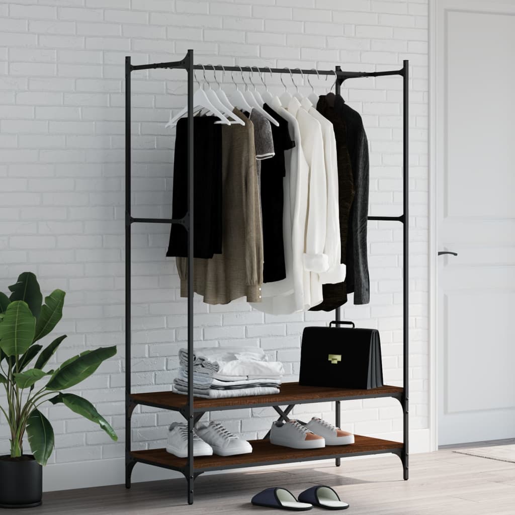 Porte-vêtements avec étagères chêne marron bois d'ingénierie - XIOS