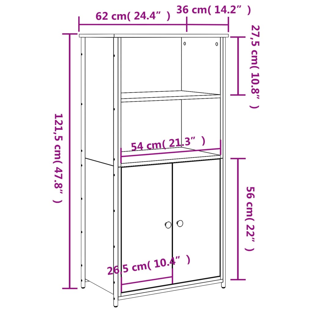 Buffet haut sonoma gris 62x36x121,5 cm bois d'ingénierie - XIOS